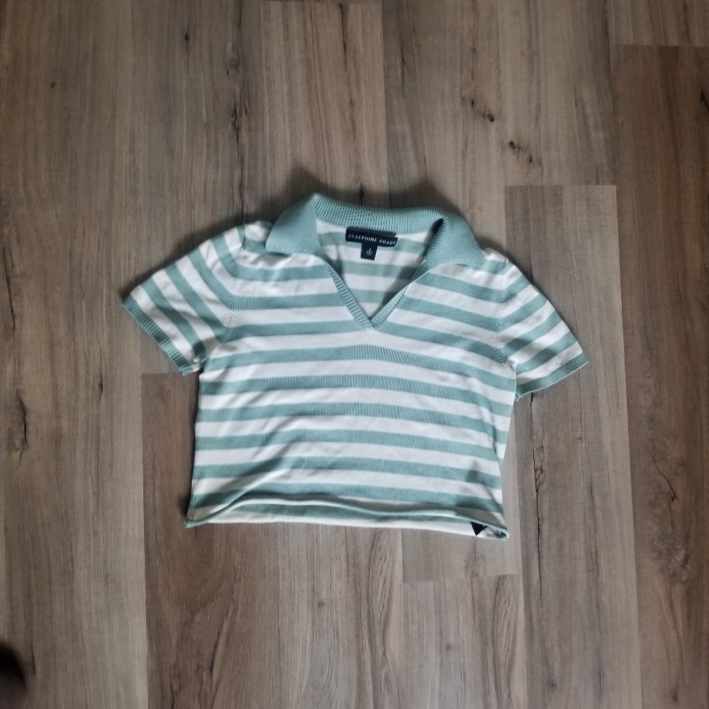 351. silk cropped polo shirt